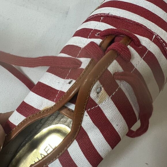 Michael Kors Red Stripes Espadrille Sneaker Womens 6.5M Flat Lace Up Casual Shoe - Picture 12 of 12